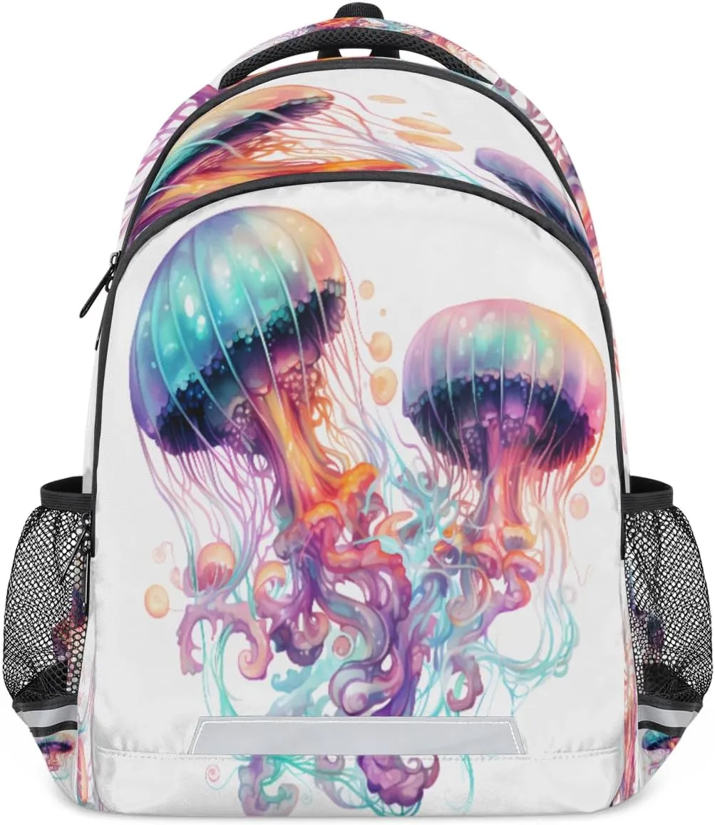 Watercolor Jellyfish Backpack for Boys Girls Kids Schoolbag Children School Bookbag,Women Men Casual Daypack Students College Bookbags Ocean Jellyfish Travel Bags