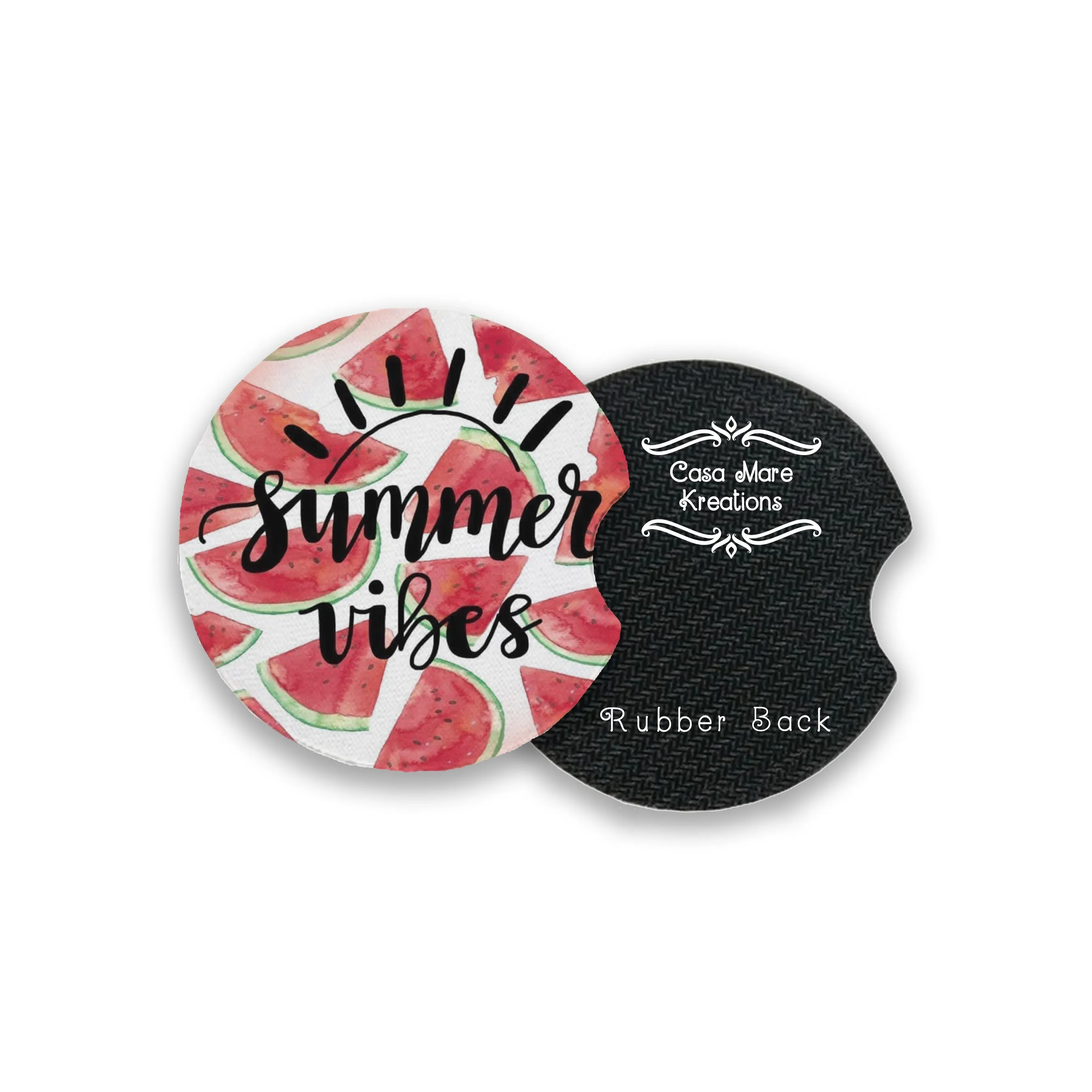 Watermelon Summer Vibes 2.75" Car Coasters