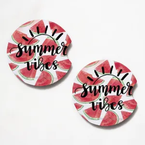 Watermelon Summer Vibes 2.75" Car Coasters