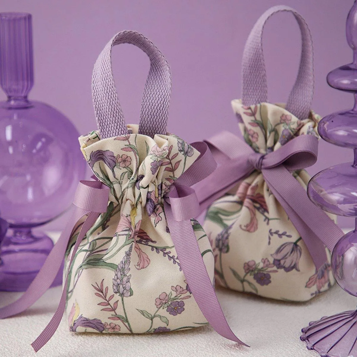 Wedding Candy Canvas Gift Bags 6Colors 10PCS