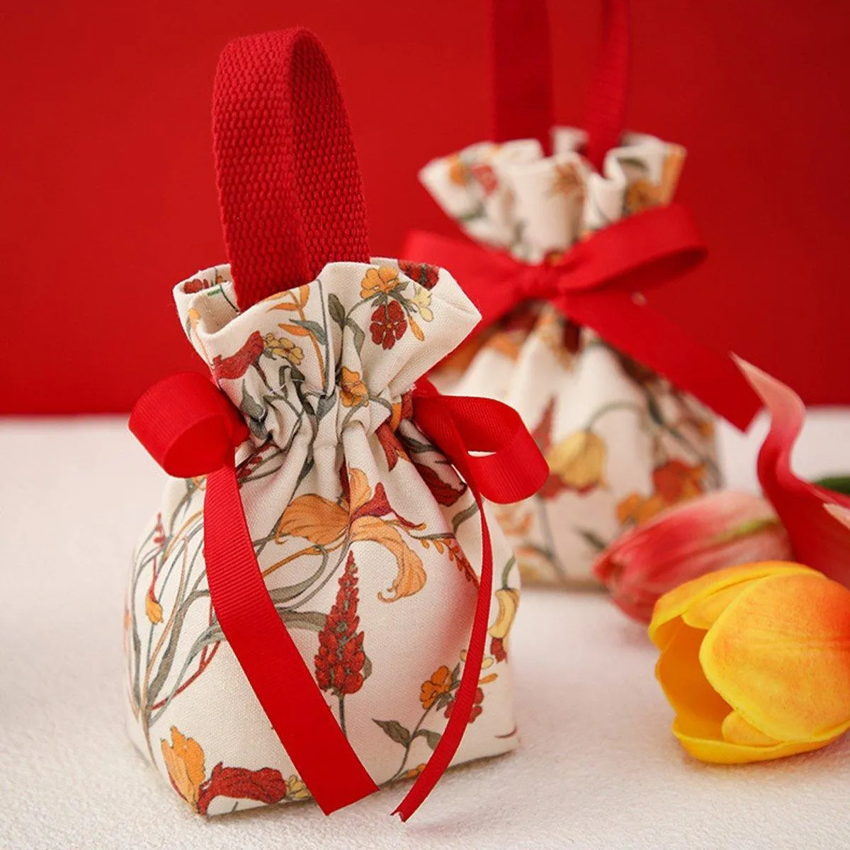 Wedding Candy Canvas Gift Bags 6Colors 10PCS