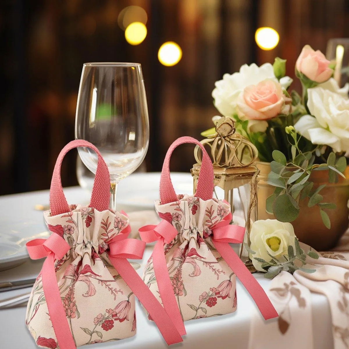 Wedding Candy Canvas Gift Bags 6Colors 10PCS
