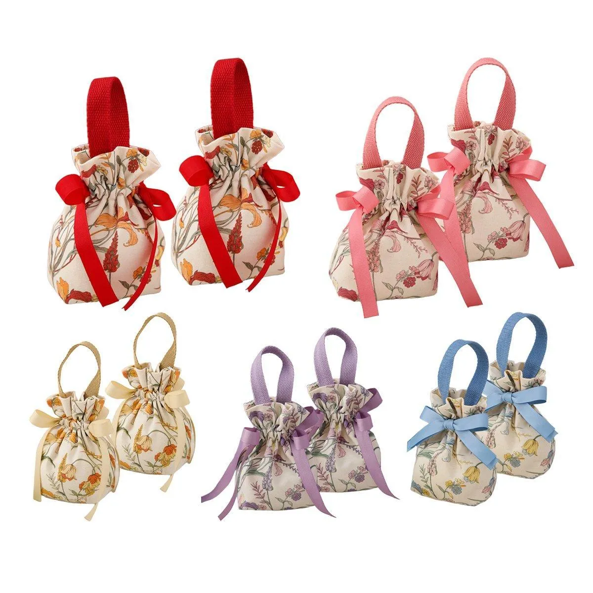 Wedding Candy Canvas Gift Bags 6Colors 10PCS