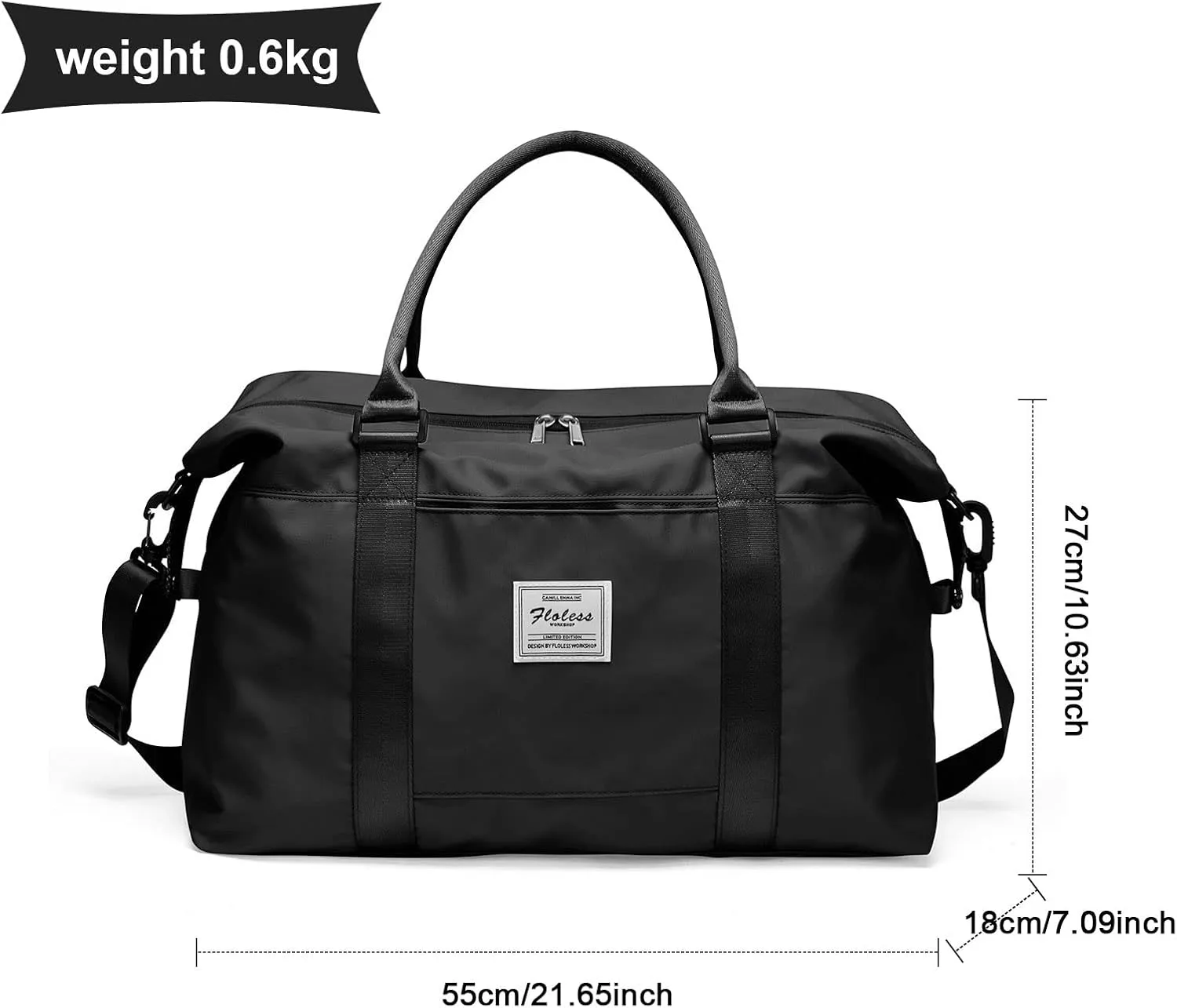 Weekender Duffel Bags for Women Men, Travel Totes Bag for Airplane, Cute Sports Gym Dance Overnight Luggage Bag with Wet Pocket, Carry On Hospital Bag for Labor and Delivery (Large Black)