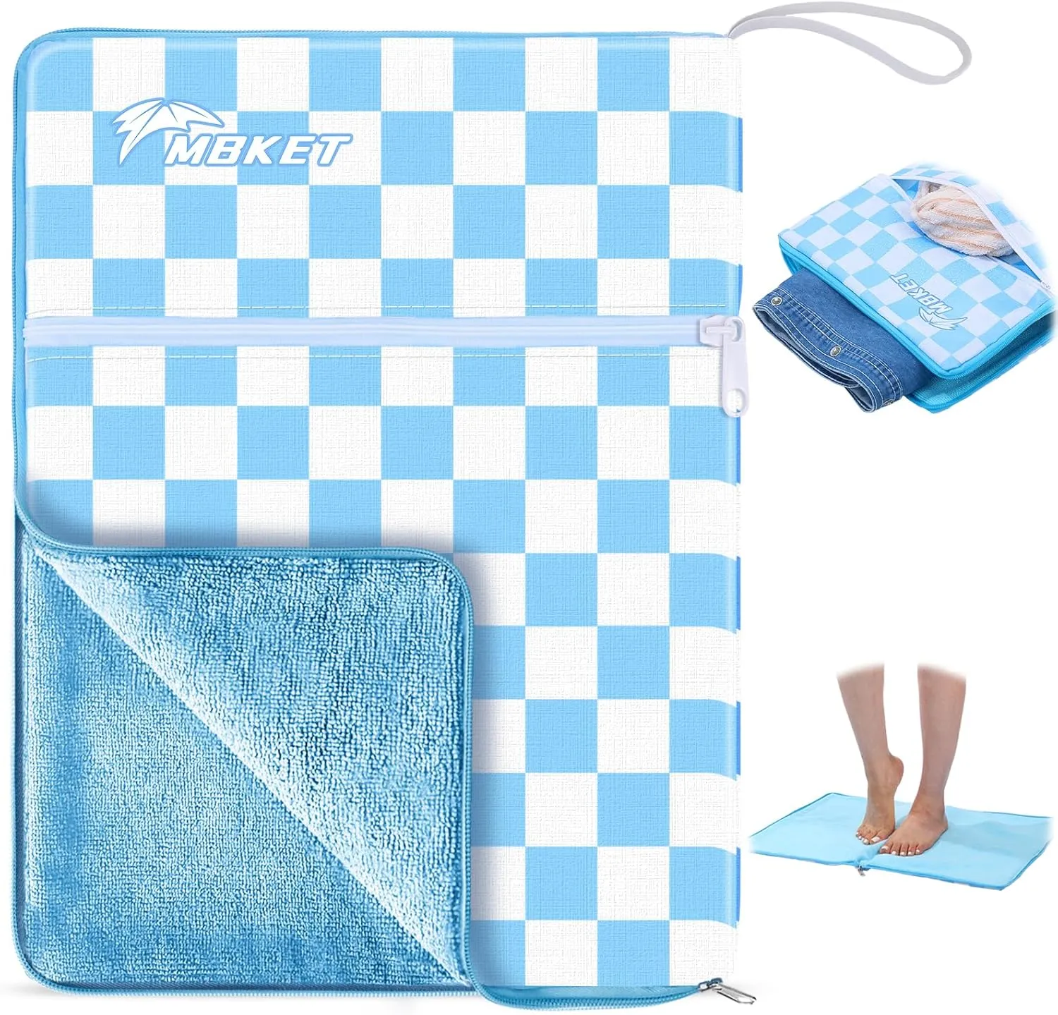 Wet Dry Bag, Embedded Towel Waterproof Wet Bag with Two Zipper Pockets for Swimsuit and Towels, Reusable Swimsuit Bag for Travel Essentials Baby Diaper