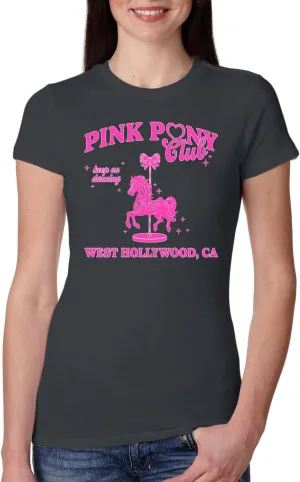 Wild Bobby Pink Pony Club West Hollywood California Logo | Fan Lyrics Music Concert Merch Womens Slim Fit Junior Tee
