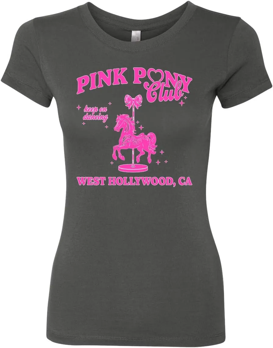 Wild Bobby Pink Pony Club West Hollywood California Logo | Fan Lyrics Music Concert Merch Womens Slim Fit Junior Tee
