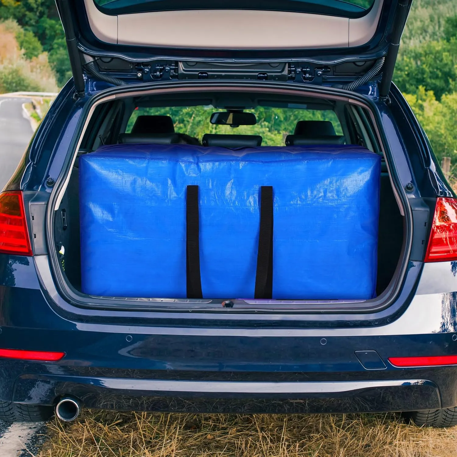 Windyun 4 Pcs Extra Large Storage Bags XL Storage Bags Heavy Duty Moving Totes Moving Boxes for College Foldable Duffle Totes for Travel Clothes Bedding Supplies(57 Gallon,Blue)