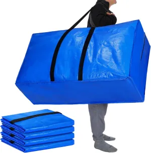 Windyun 4 Pcs Extra Large Storage Bags XL Storage Bags Heavy Duty Moving Totes Moving Boxes for College Foldable Duffle Totes for Travel Clothes Bedding Supplies(57 Gallon,Blue)
