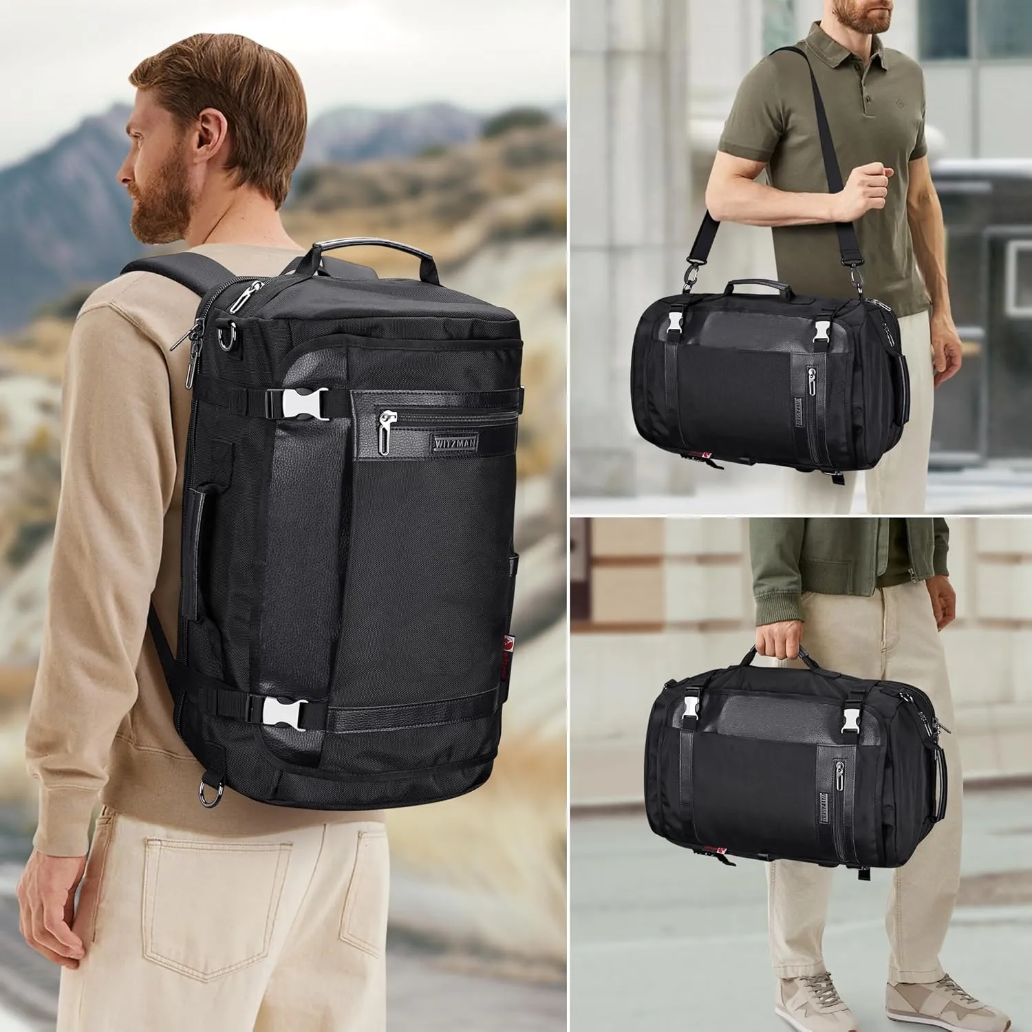WITZMAN Travel Backpack for Men Women Laptop Backpack with USB Charging Port Carry-on Luggage Flight Approved(B686 Black)