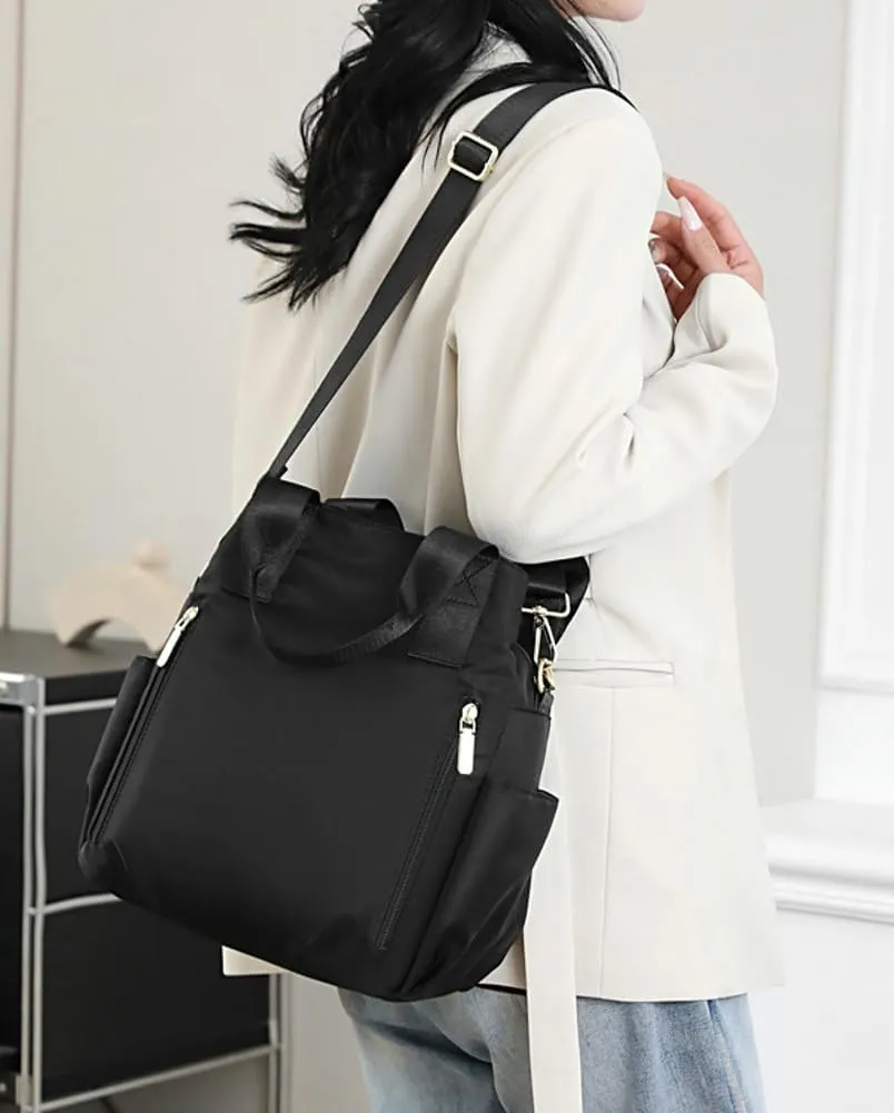 Women Large Canvas Tote Bags Nylon Multi Compartment Top-handle Handbags Waterproof Crossbogy Bags Totes Purse