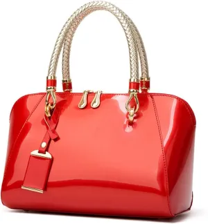 Women Shoulder Handbag Patent Leather Crossbody Purse Glossy Top-handle Satchels