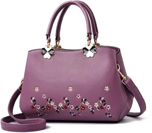 Women Soft Synthetic PU Leather Embroidered Totes Top-Handle Hobo Crossbody Shoulder Evening Bag Clutches