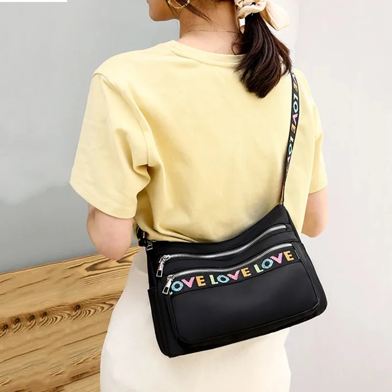 Women's Crossbody Bag Waterproof Nylon Oxford Shoulder Messenger Bags Casual Large Capacity Handbag Ladies Travel Shopping Tote