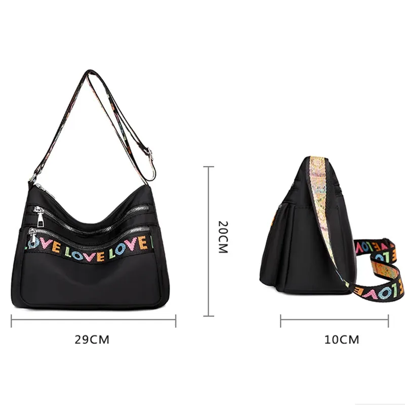 Women's Crossbody Bag Waterproof Nylon Oxford Shoulder Messenger Bags Casual Large Capacity Handbag Ladies Travel Shopping Tote