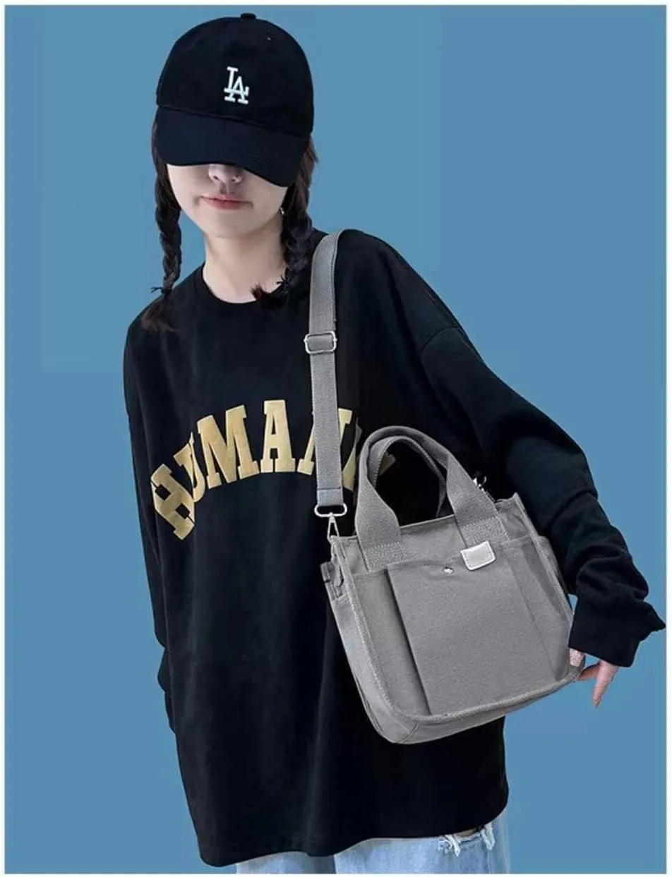Women's Crossbody Shoulder Bag Multi Compartment Canvas Tote Bag Canvas Hobo Messenger Bag with Zipper Satchel