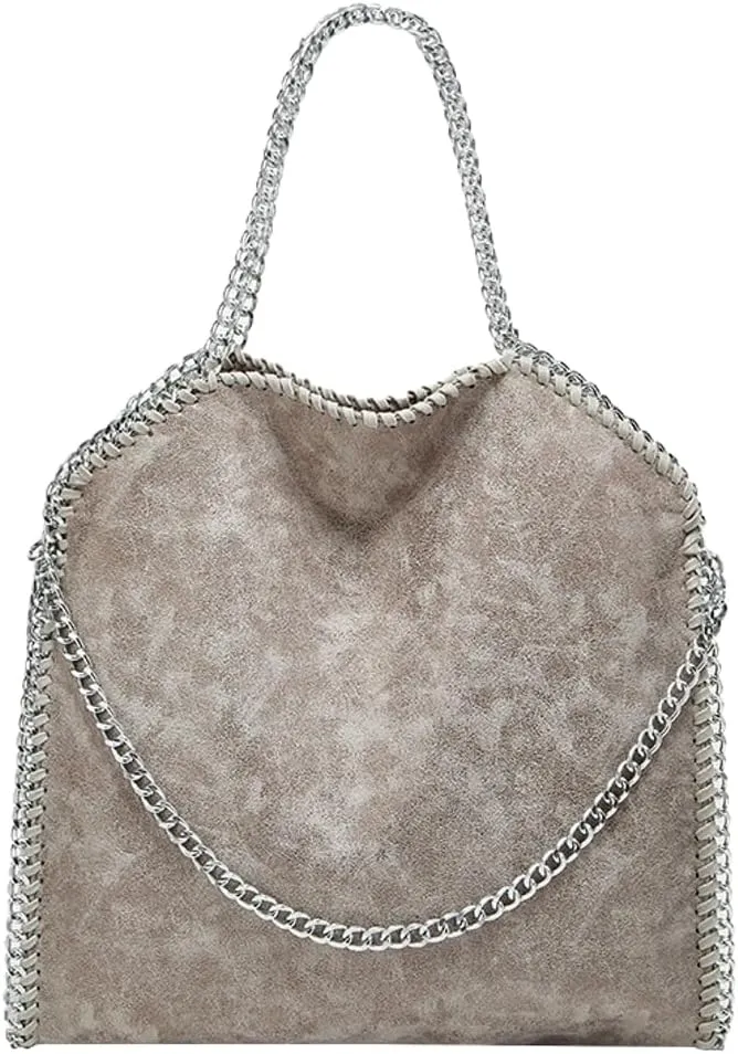 Womens Soft Vegan Leather Shoulder Bags Large Y2k Tote Purse Working Top Handle Handbags Foldable Satchels with Chian