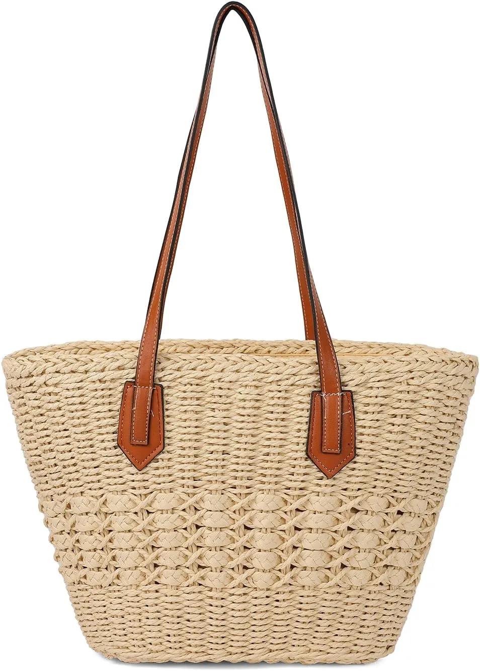 Women's Straw Shoulder Bag Large Rattan Woven Totes Summer Travel Beach Handbag Handmade Top Handle Purse