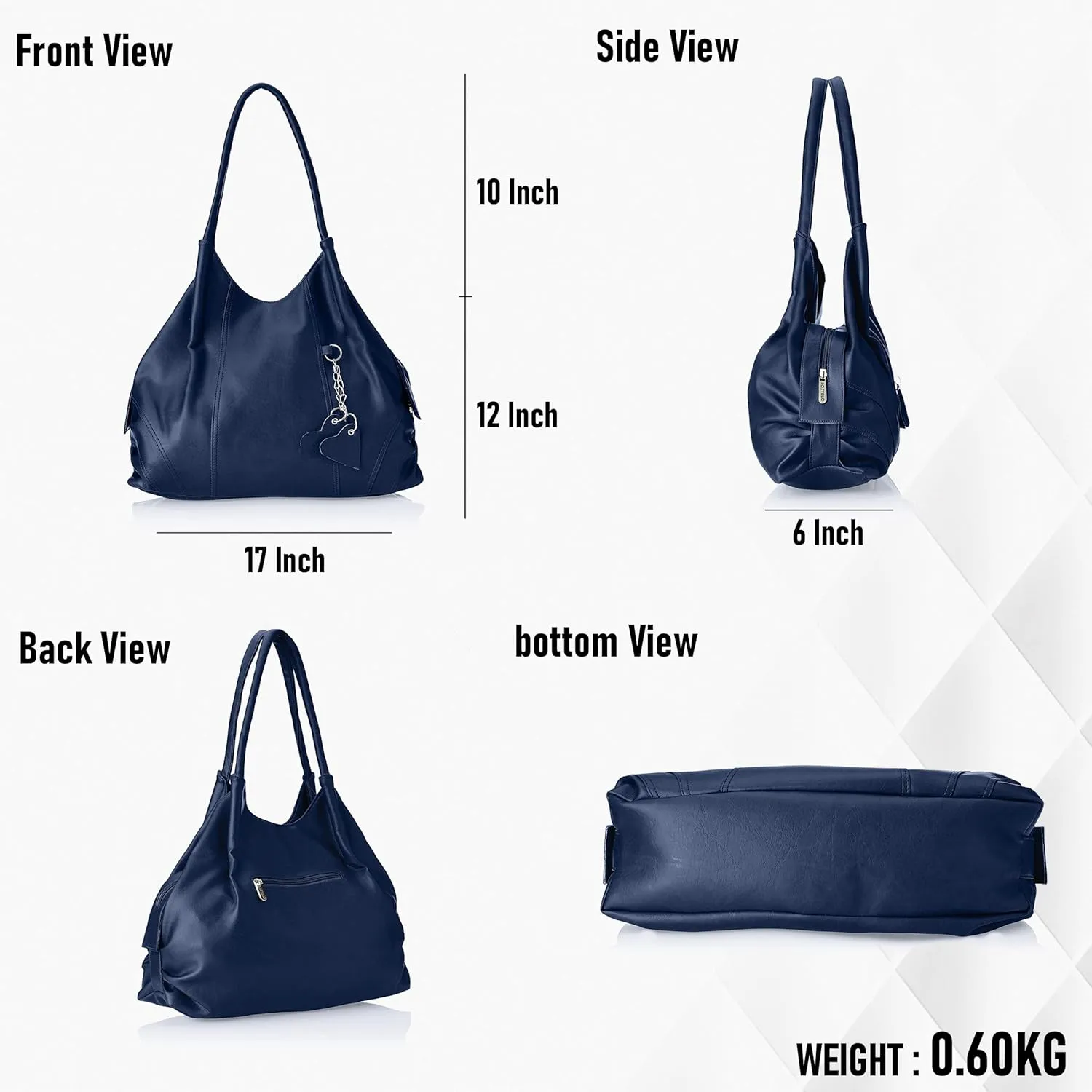 Women's Vegan Leather Style Diva Handbag Shoulder Hobo Bag Ladies Purse (Large)