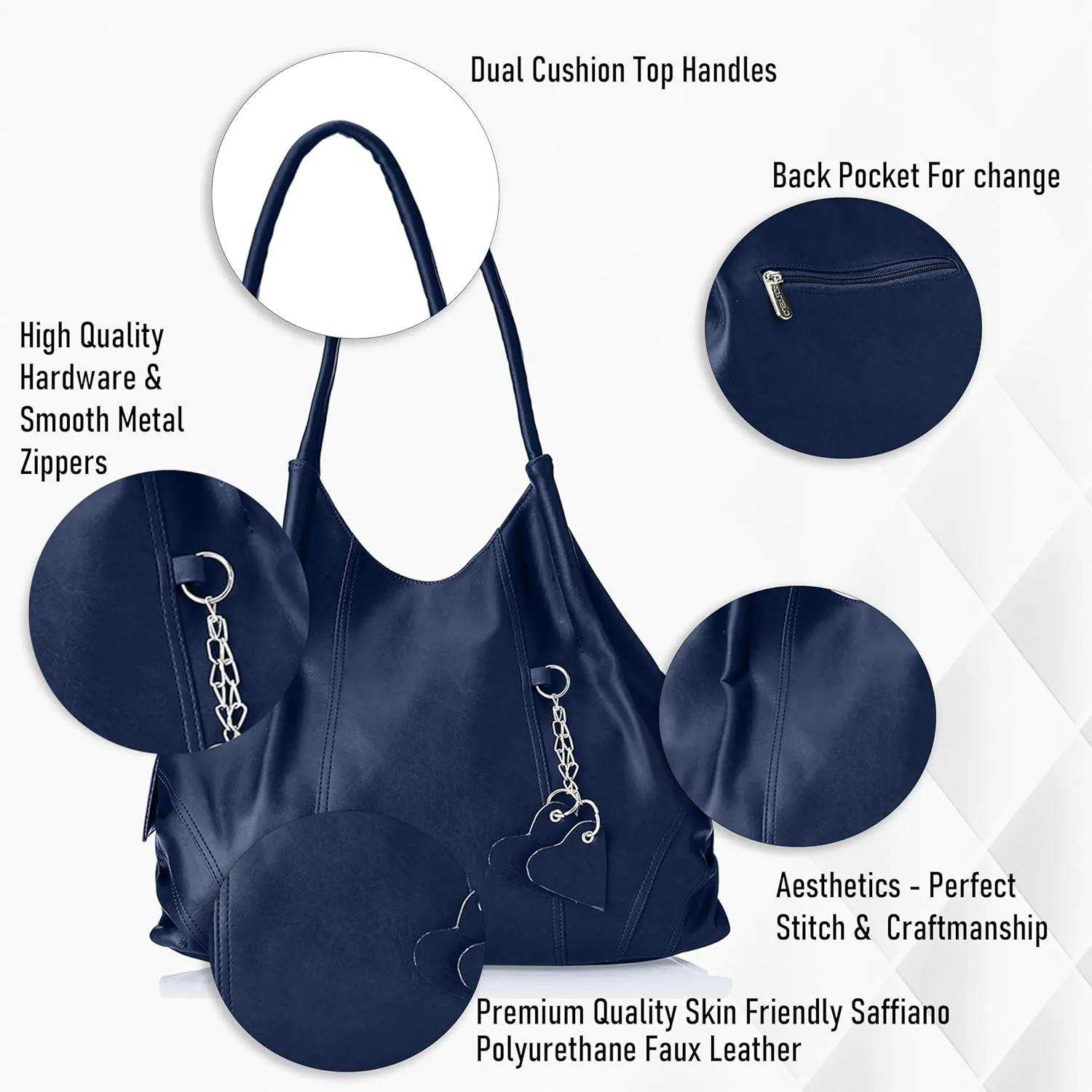 Women's Vegan Leather Style Diva Handbag Shoulder Hobo Bag Ladies Purse (Large)