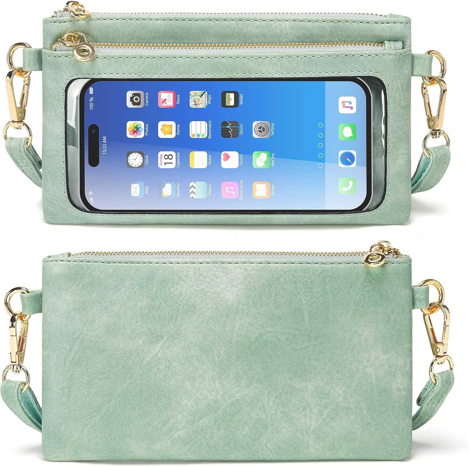 Women's Wallets Leather Small Crossbody Bag Wristlet Clutch Purse Slim Ladies Phone Bags with Shoulder Wrist Straps
