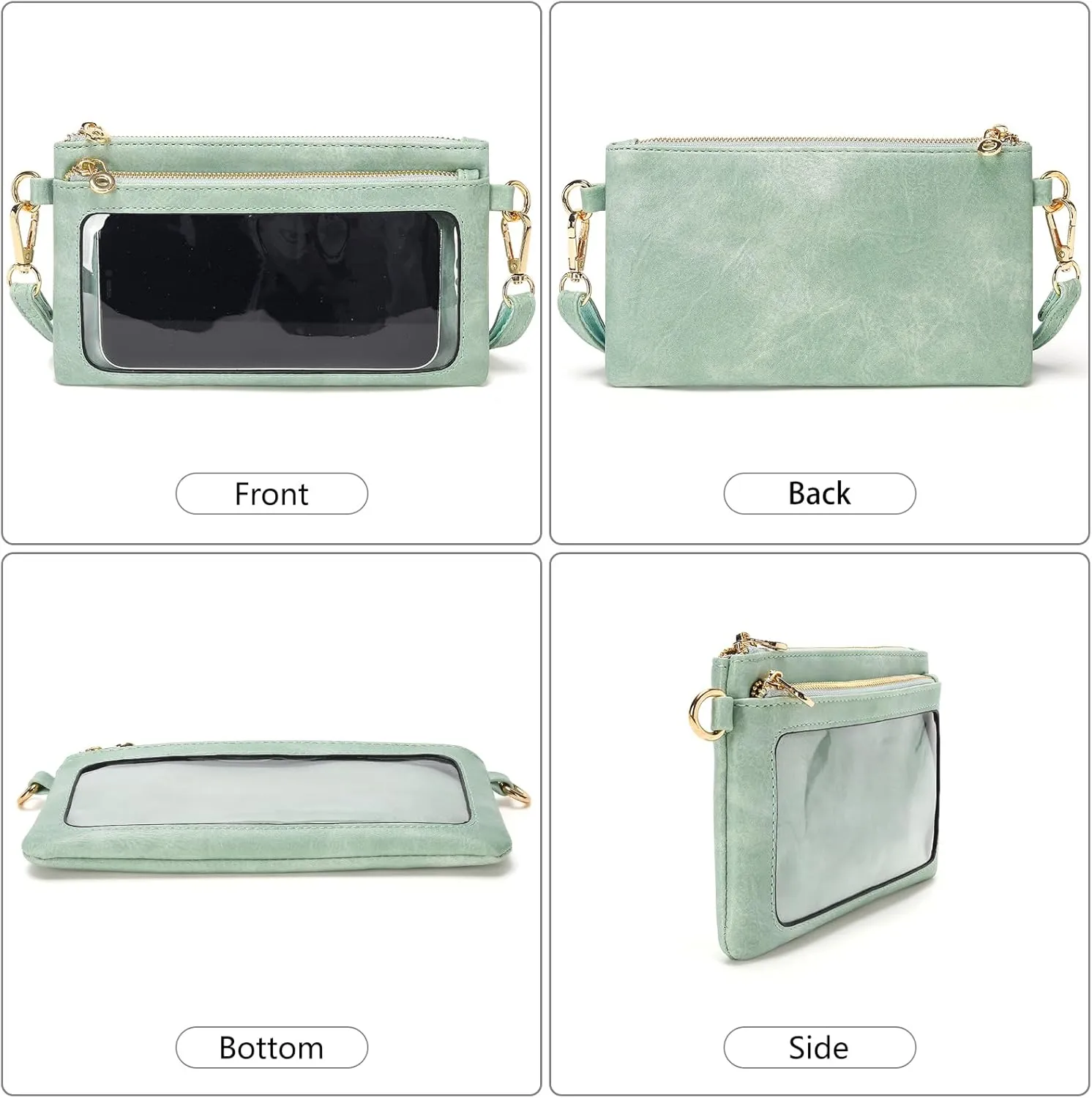 Women's Wallets Leather Small Crossbody Bag Wristlet Clutch Purse Slim Ladies Phone Bags with Shoulder Wrist Straps
