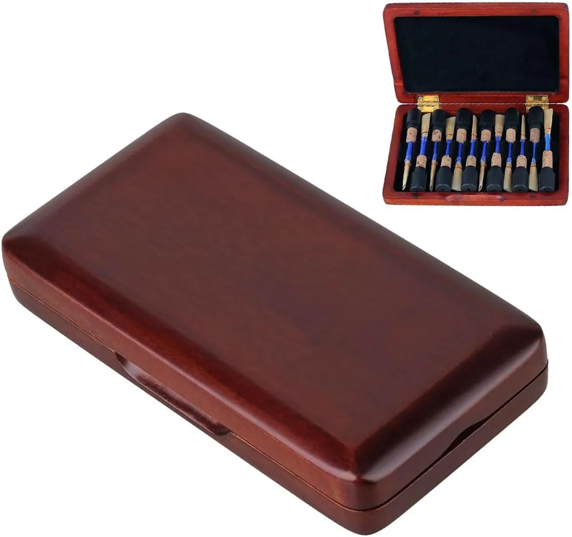 Wooden Oboe Reed Case Maroon Oboe Reed Box Holder for 12pcs Reeds Protector Against Moisture Oboe Reeds Storage​ Box