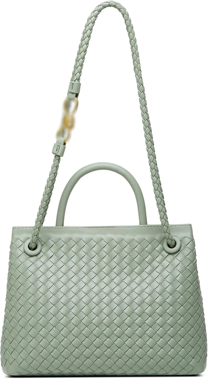 Woven Tote Bag Womens Purse: Vegan Leather Shoulder Handbags - Fashion Summer Beach Tote Bags - Large Travel Totes