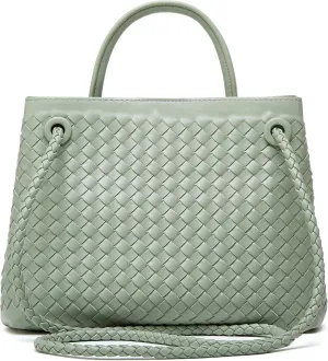 Woven Tote Bag Womens Purse: Vegan Leather Shoulder Handbags - Fashion Summer Beach Tote Bags - Large Travel Totes