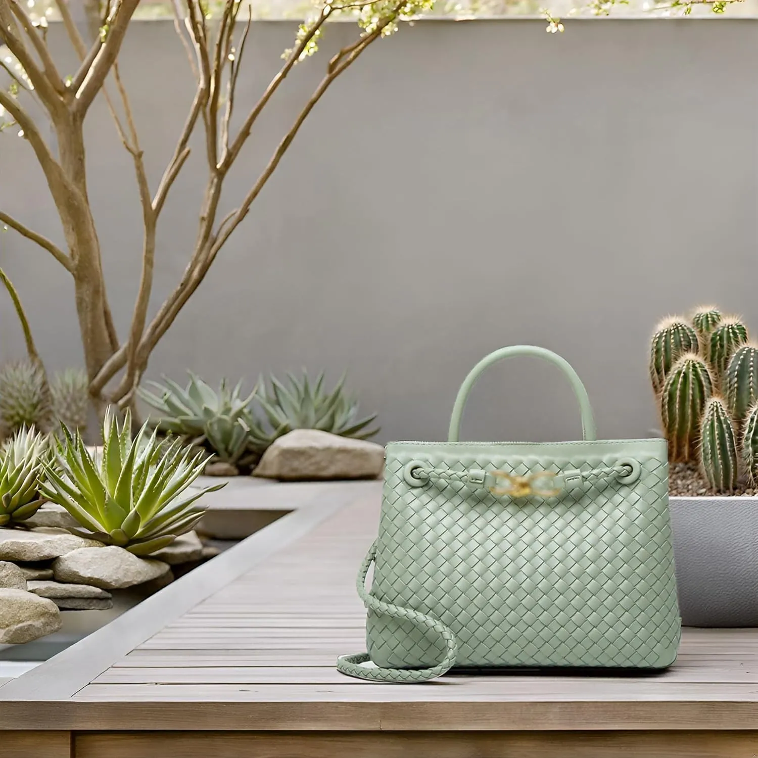 Woven Tote Bag Womens Purse: Vegan Leather Shoulder Handbags - Fashion Summer Beach Tote Bags - Large Travel Totes