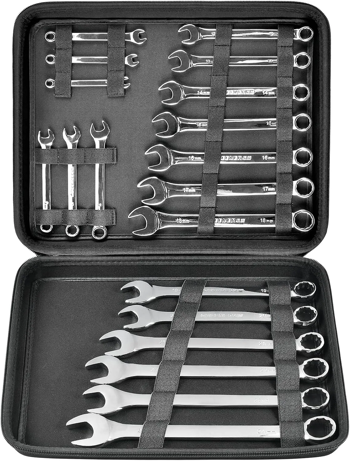 Wrench Organizer Holder Case for Ratcheting Wrench Set Metric & SAE, 19 Combination Ratchet Wrenches Tool Box Roll Pouch for WORKPRO/for EFFICERE/for JAEGER/for GEARWRENCH/for CRAFTSMAN-Bag Only