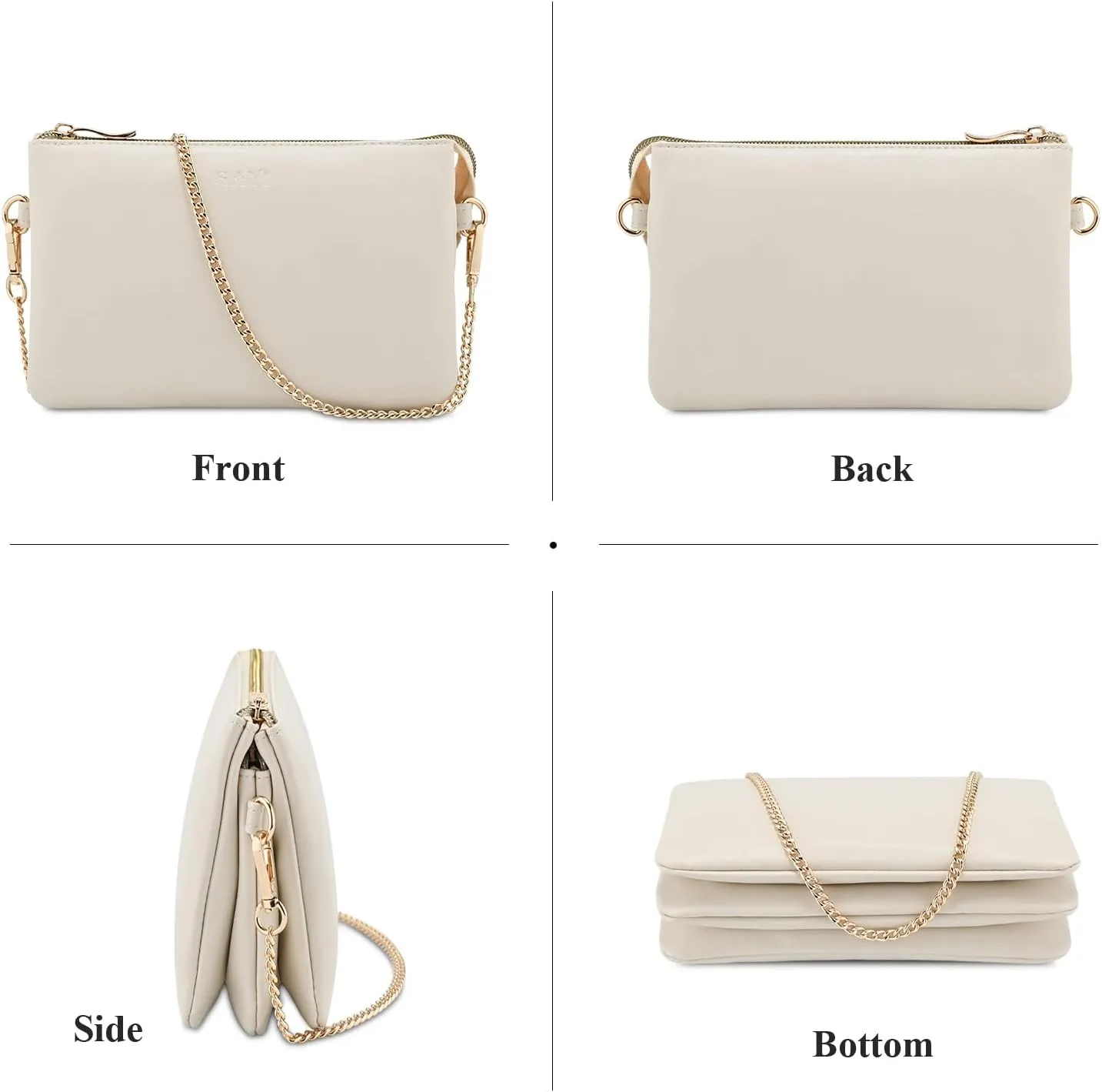 Wristlet Purses for Women, Vegan Leather Crossbody Evening Zip Clutch Bag with Strap