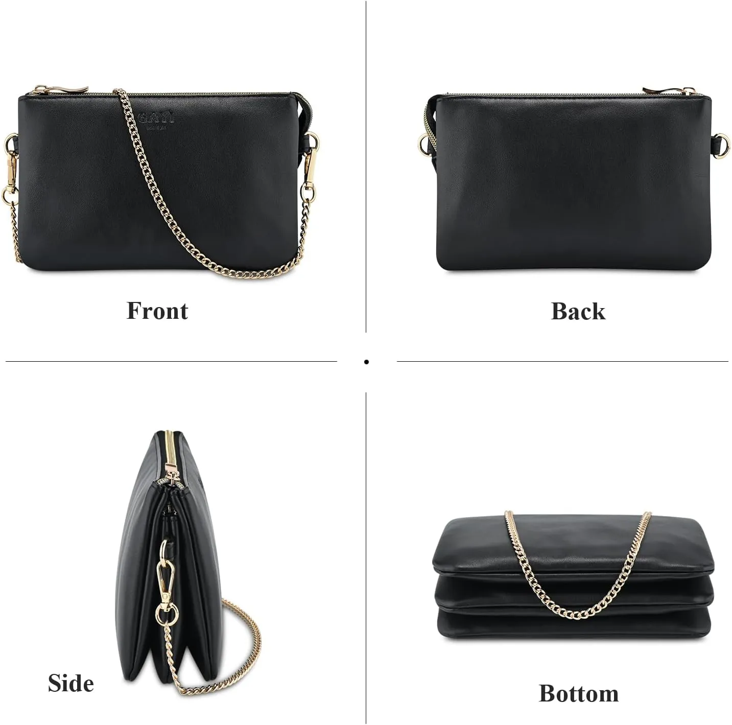 Wristlet Purses for Women, Vegan Leather Crossbody Evening Zip Clutch Bag with Strap