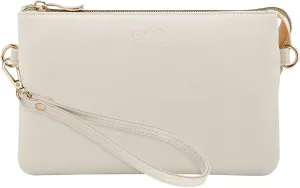 Wristlet Purses for Women, Vegan Leather Crossbody Evening Zip Clutch Bag with Strap