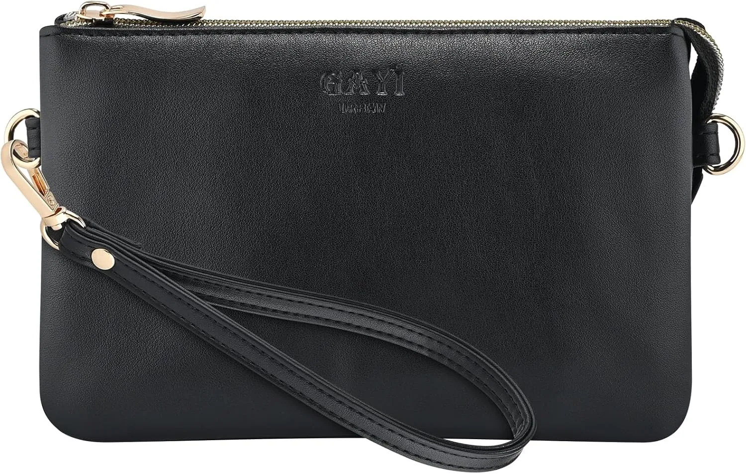 Wristlet Purses for Women, Vegan Leather Crossbody Evening Zip Clutch Bag with Strap