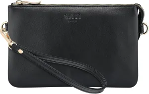 Wristlet Purses for Women, Vegan Leather Crossbody Evening Zip Clutch Bag with Strap
