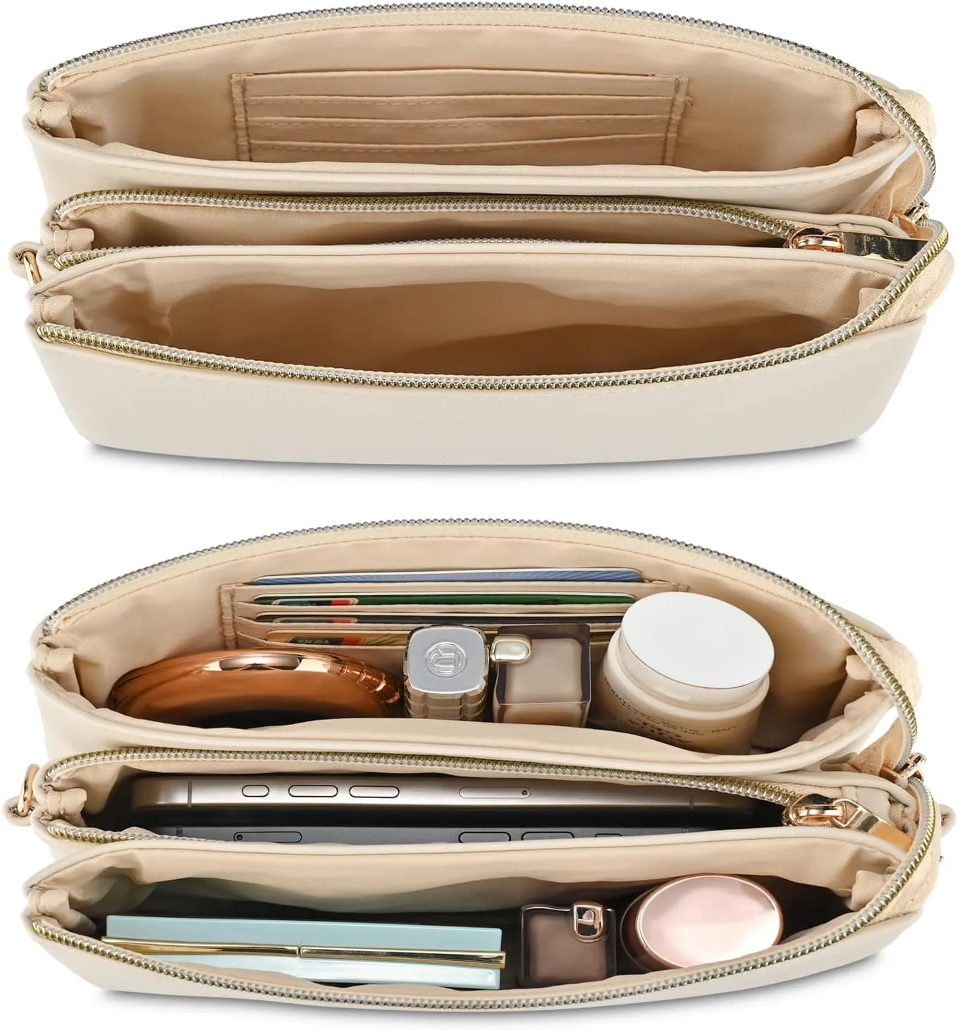 Wristlet Purses for Women, Vegan Leather Crossbody Evening Zip Clutch Bag with Strap