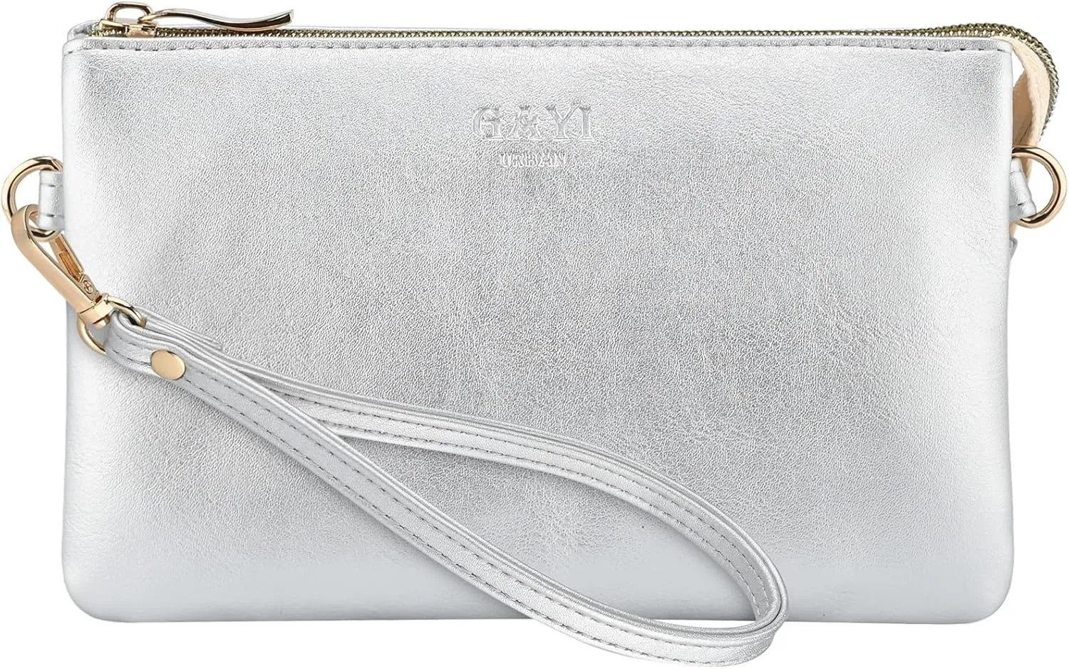 Wristlet Purses for Women, Vegan Leather Crossbody Evening Zip Clutch Bag with Strap