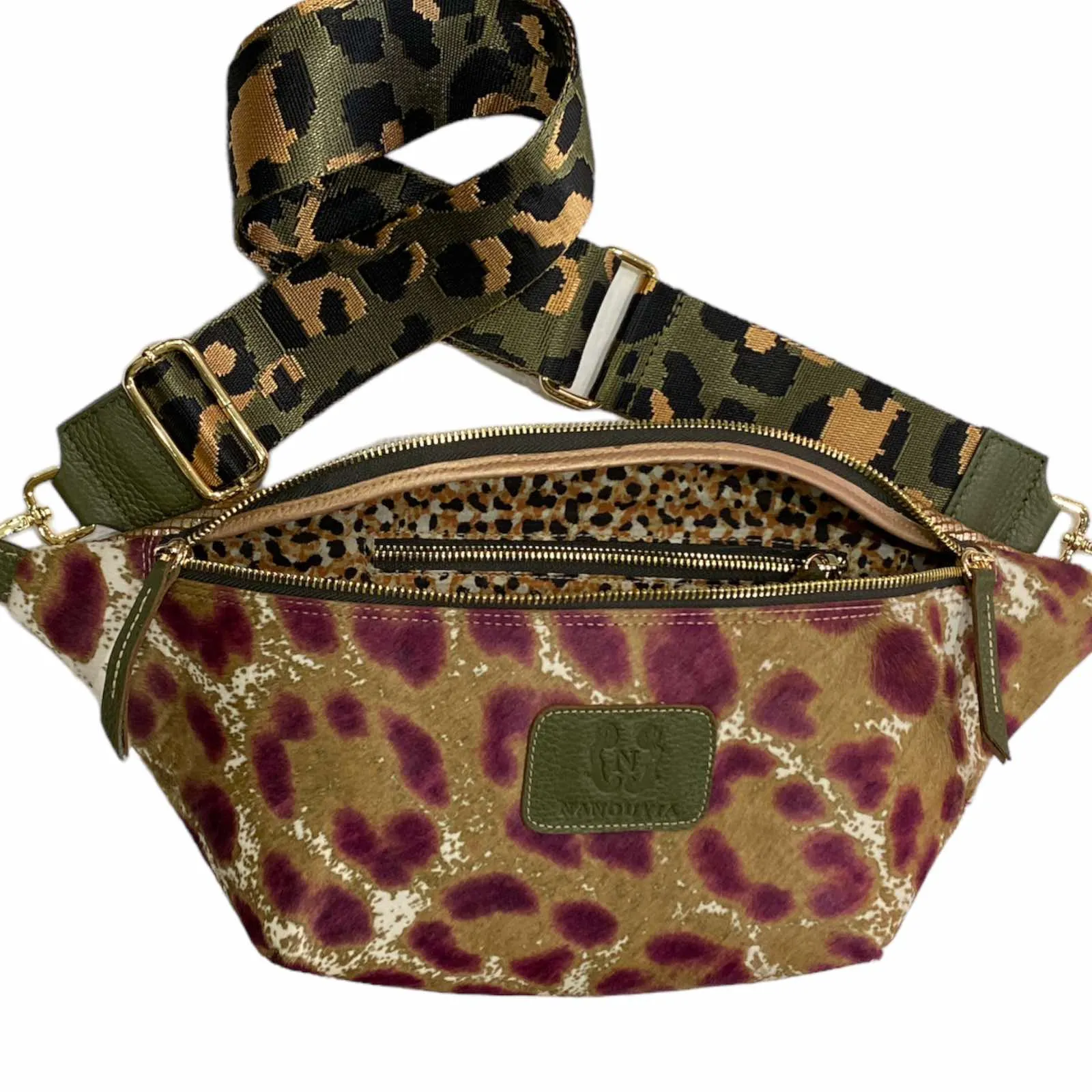 XL.ART MAGENTA ANIMAL-PRINT LEATHER BELT BAG