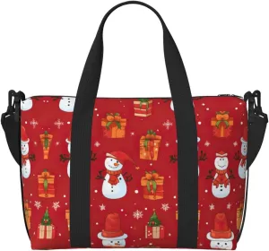 Xmas Gift Snowman Printinggym Bags For Men Women, Foldable Travel Duffle Bag,Lightweight Weekender Duffel Bag
