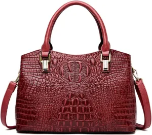 YAQUNICER Tote Top-handle Purse Satchel for Women Embossed Crocodile Pattern PU Shoulder Crossbody Bag