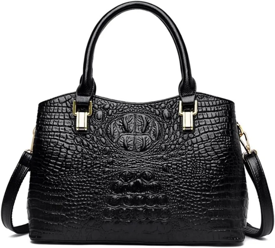 YAQUNICER Tote Top-handle Purse Satchel for Women Embossed Crocodile Pattern PU Shoulder Crossbody Bag