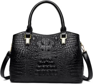 YAQUNICER Tote Top-handle Purse Satchel for Women Embossed Crocodile Pattern PU Shoulder Crossbody Bag