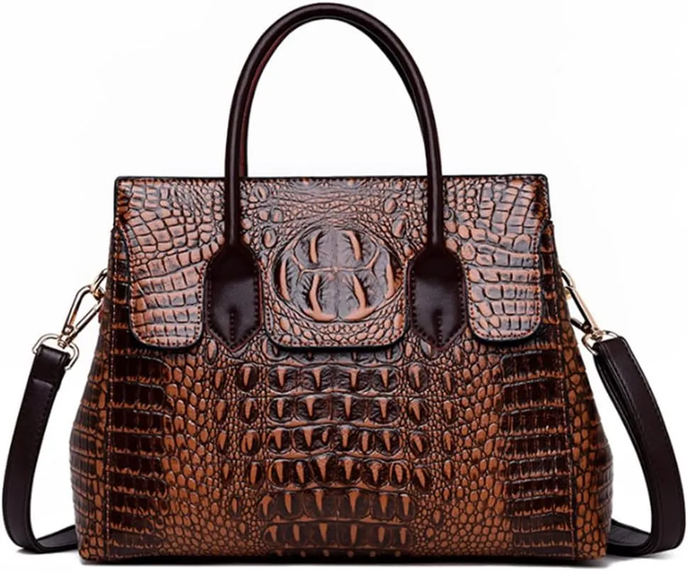 YAQUNICER Tote Top-handle Satchel Purse for Women Embossed Crocodile Pattern PU Shoulder Crossbody Bag