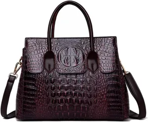 YAQUNICER Tote Top-handle Satchel Purse for Women Embossed Crocodile Pattern PU Shoulder Crossbody Bag