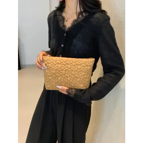 Yeppi Flower Texture Polyester Clutch Bags for Effortless Style
