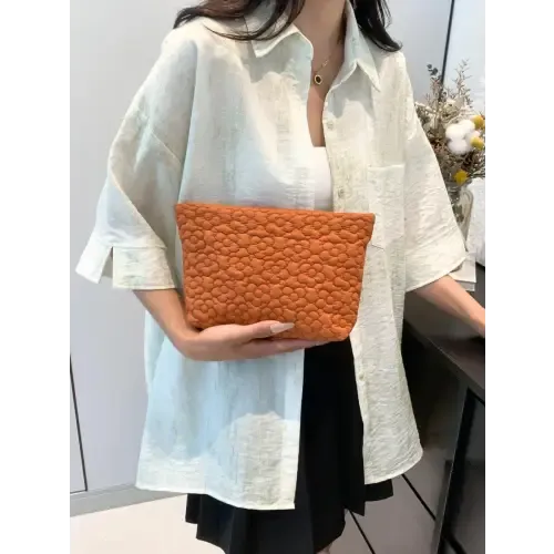 Yeppi Flower Texture Polyester Clutch Bags for Effortless Style