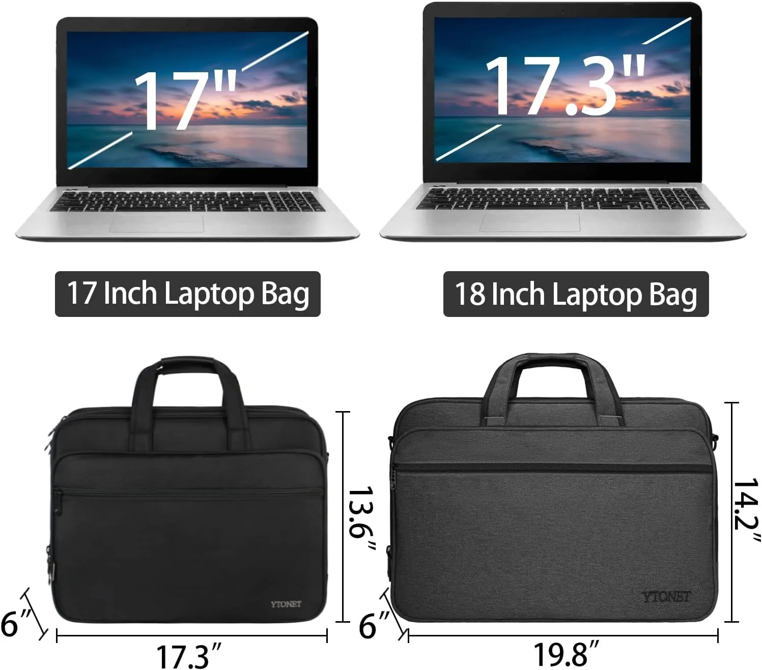 Ytonet Briefcases for Men, 18 Inch Laptop Bag Expandable Computer Bags for Laptops for Men, Waterproof Multi Compartments Shoulder Messenger Bag Laptop Case with Luggage Strap for Work Travel, Grey