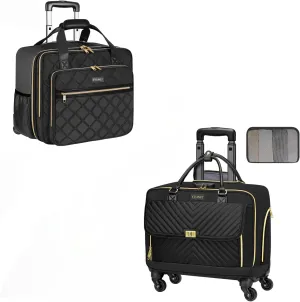 Ytonet Rolling Laptop Bag, Rolling Briefcase for Women with 4 Spinner Wheels, 17.3 Inch Rolling Computer Bag with Lock and Packing Cube, Laptop Bag with Wheels for Travel Work Business Teacher,Black