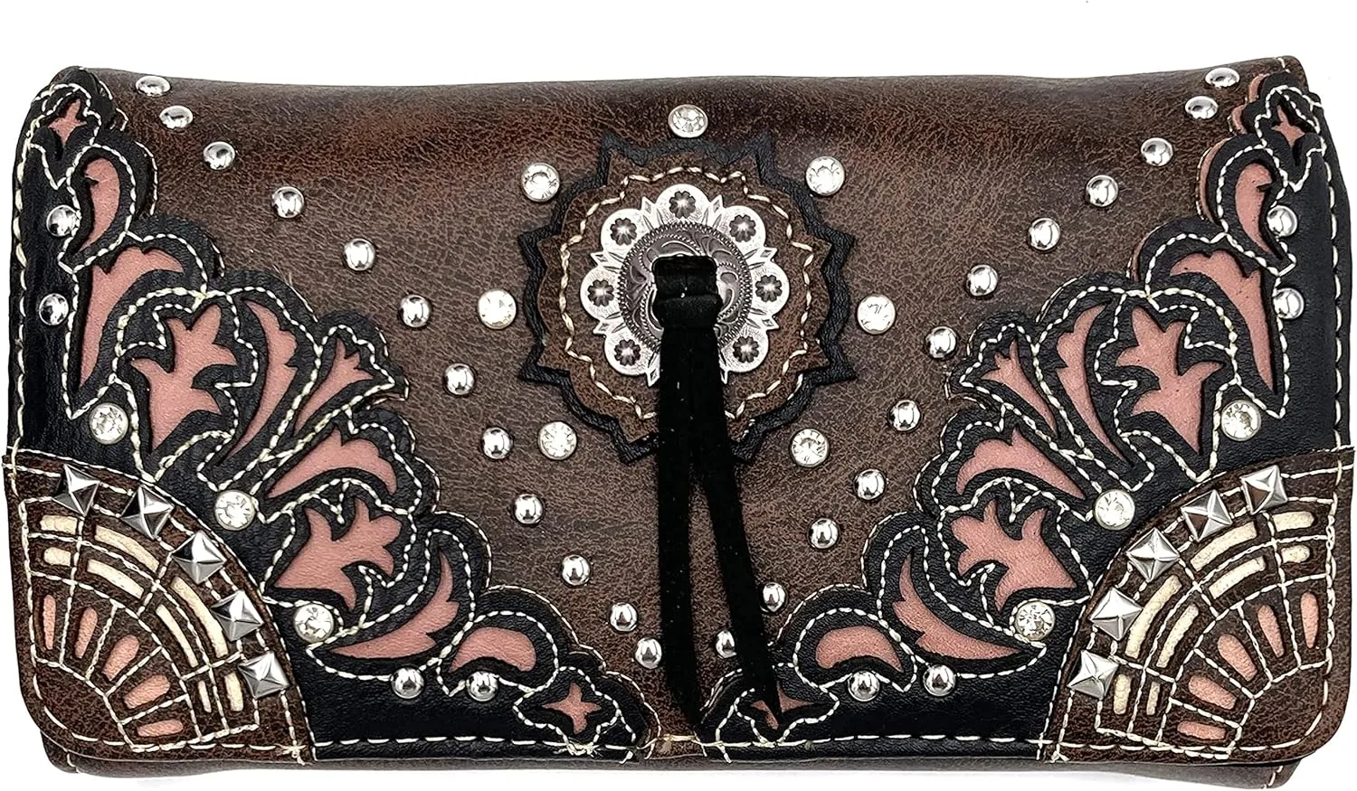 Zelris Autumn West Fringe Concho Women Crossbody Wrist Trifold Wallet